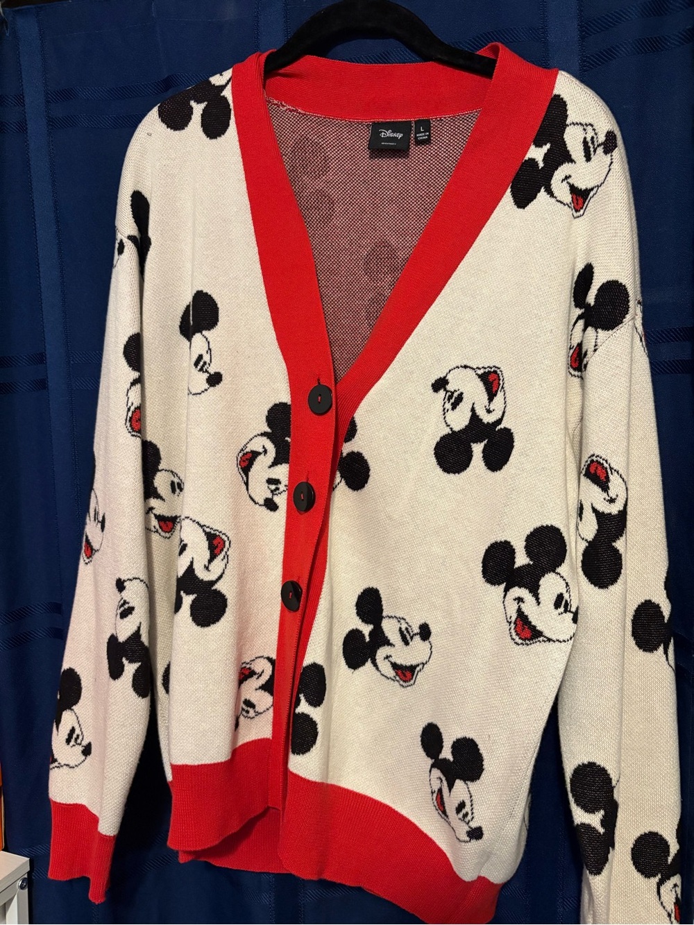 Disney White and Red Mickey Mouse Button-Front Cardigan